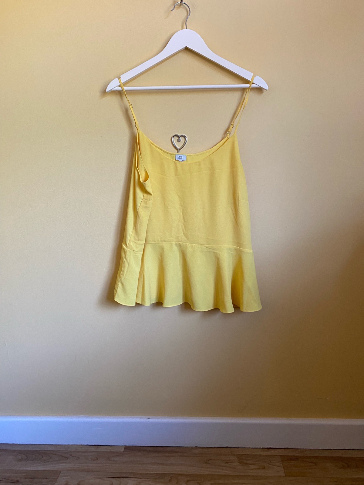 River Island Yellow Peplum Cami Top - Size 16