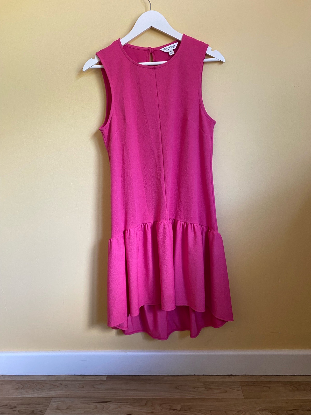 Miss Selfridge Bright Pink Sleeveless Drop Waist Peplum Dress - Size 12