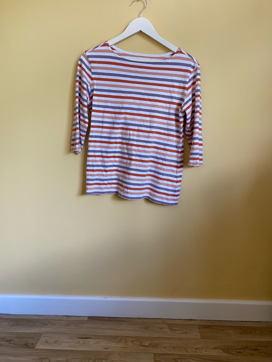 Seasalt Cornwall 'The Sailor Top' Organic Cotton Striped Top - Size 10