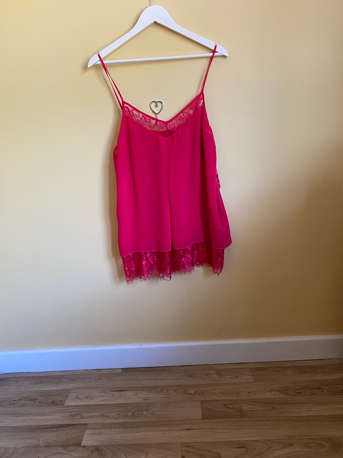 Coast Bright Pink Lace Trim Cami Top - Size 14