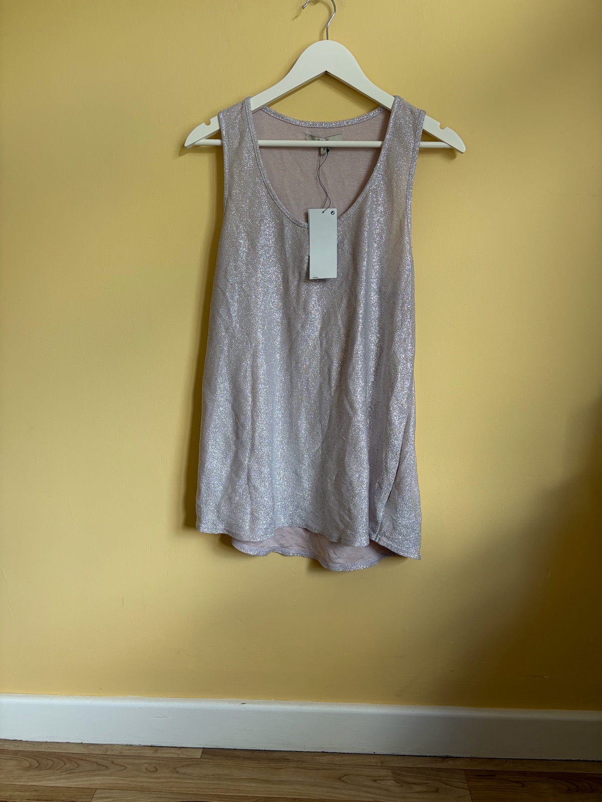Next Blush Pink & Silver Metallic Shimmer Cami Tank Top - Size 16 (BNWT)