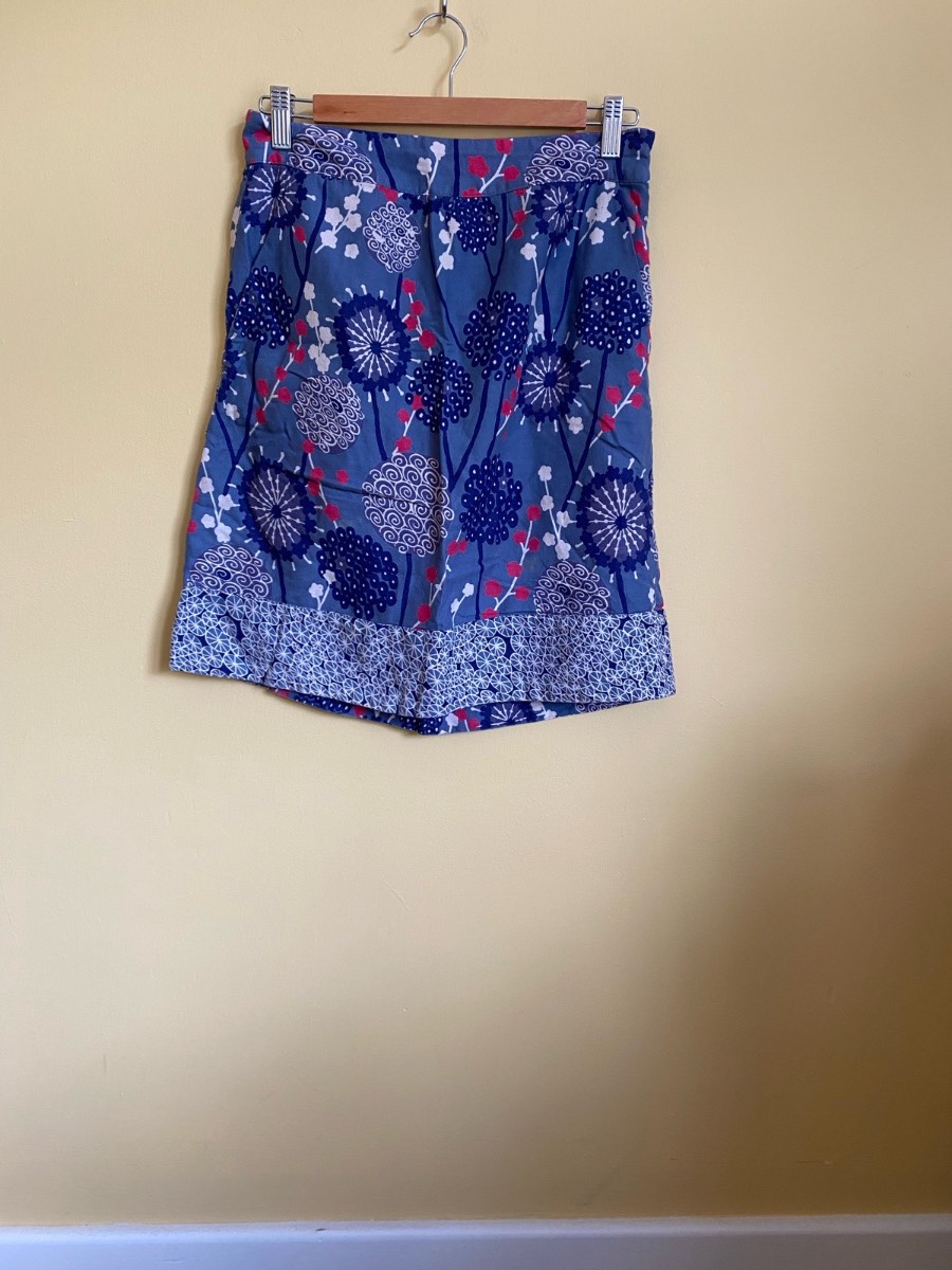 White Stuff Blue Floral Print Cotton Skirt - Size 10