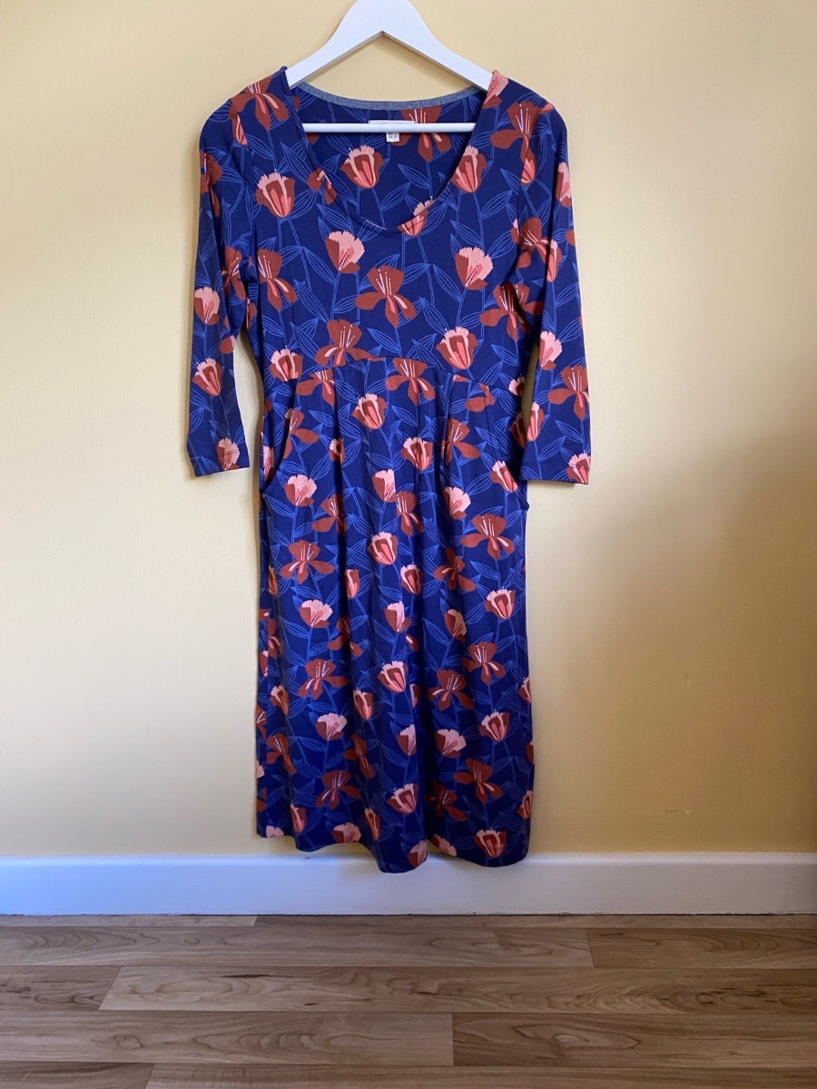 White Stuff Floral Jersey Midi Dress with Pockets - Size 10