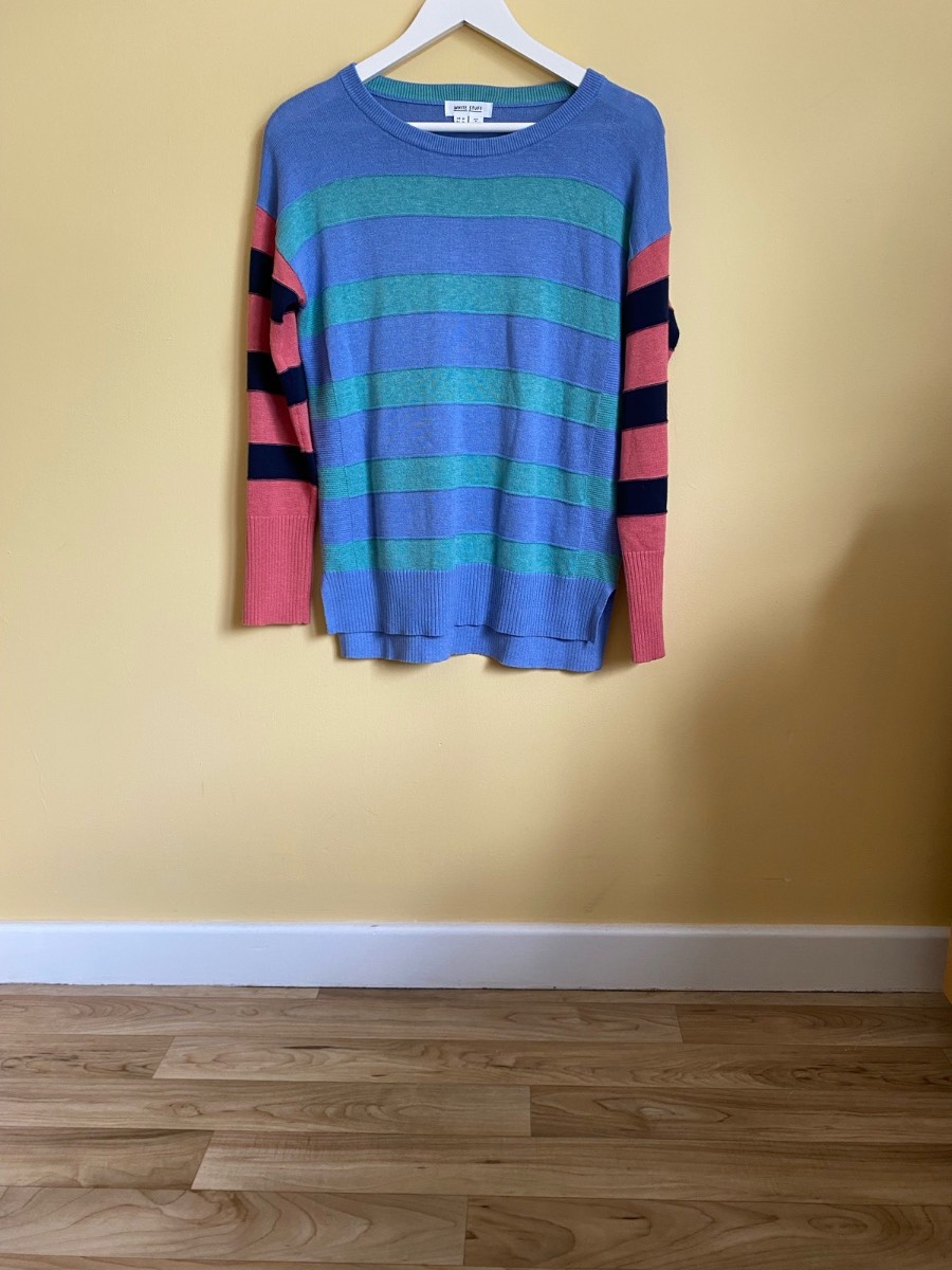 White Stuff Multi-Colour Striped Fine Knit Jumper Size 10