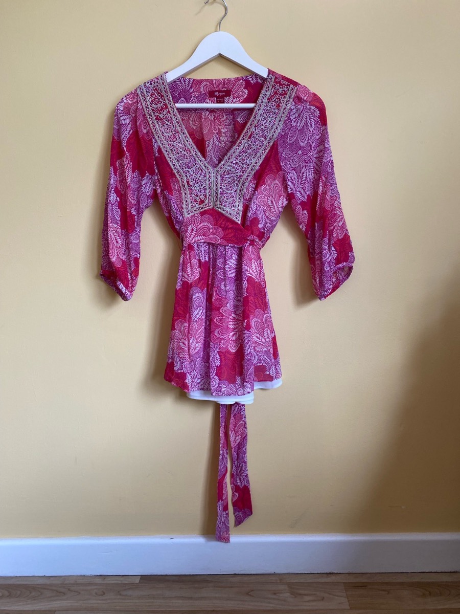 Monsoon 100% Silk Embroidered Tunic Size 8