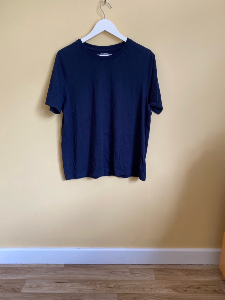 M&S Navy Blue Cotton Crew Neck T-Shirt - Size 16