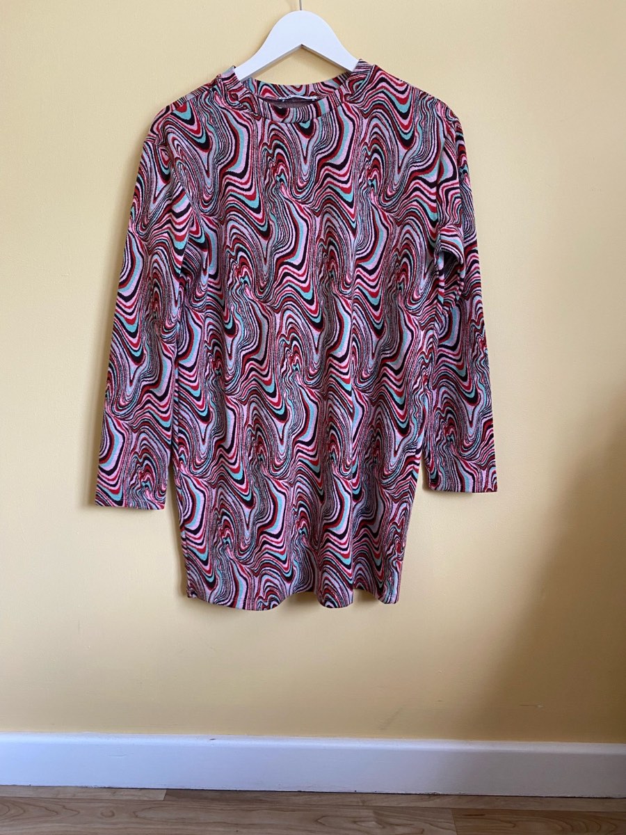 Zara Retro Psychedelic Knit Mini Dress Size Small