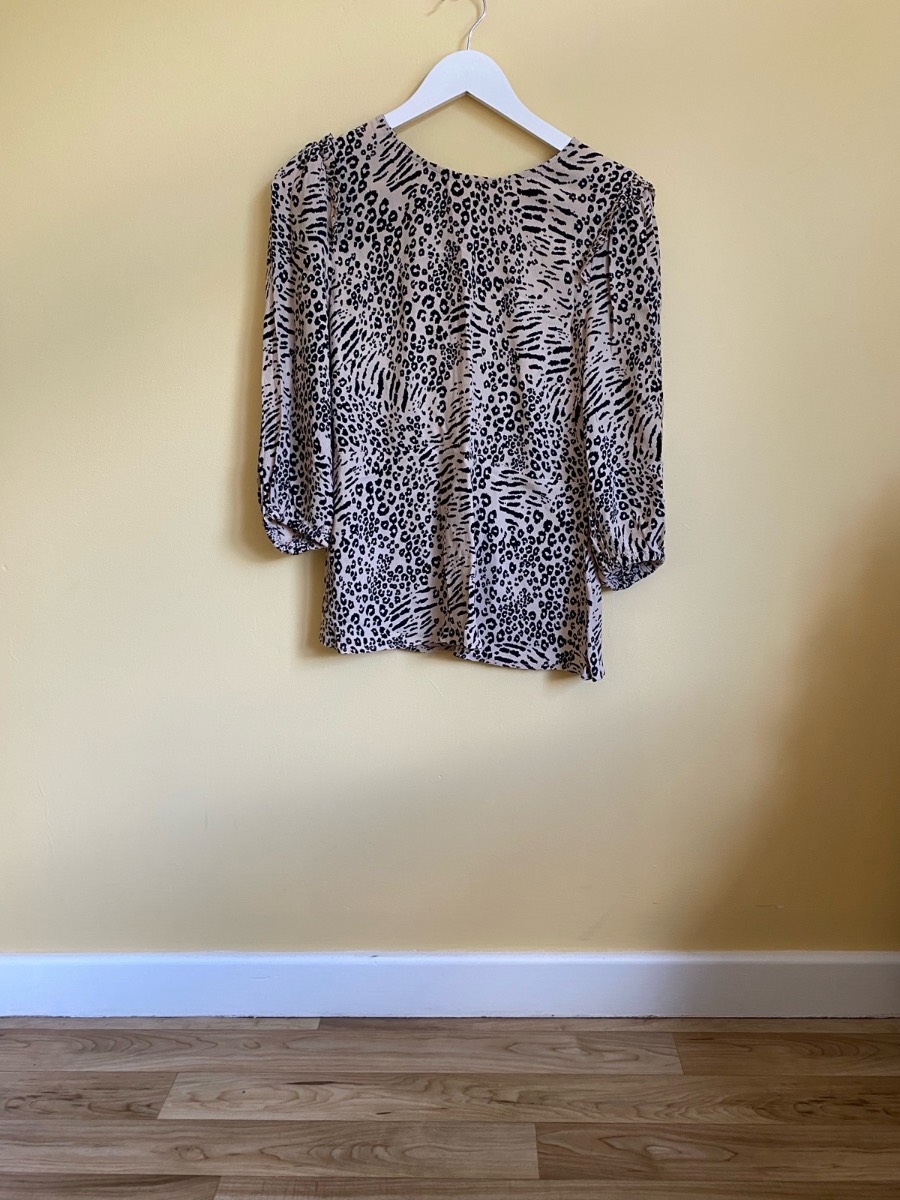 M&S Animal Print Round-Neck Blouse (Size UK 10)
