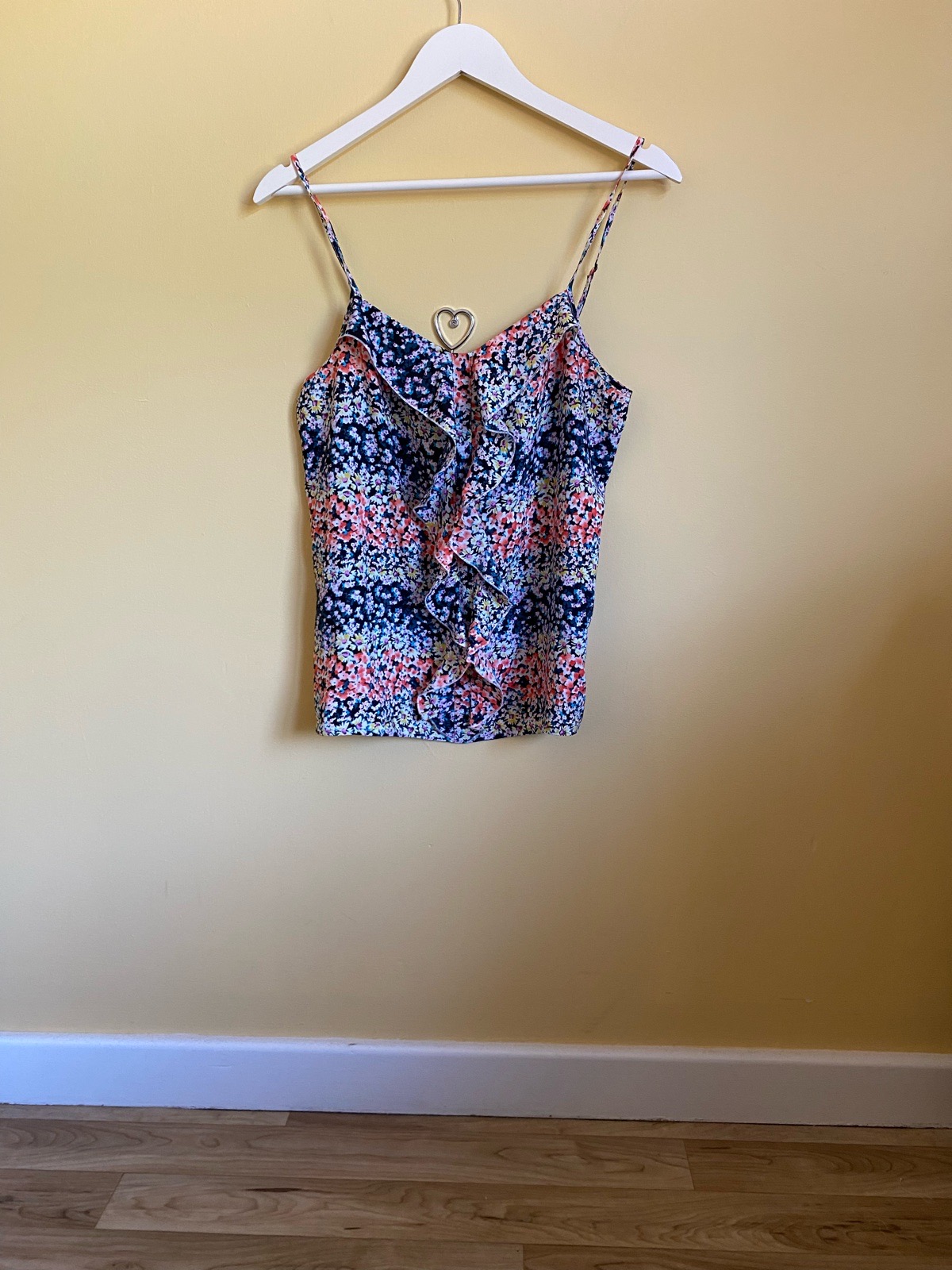 Oasis Floral Ruffle Front Cami Top - Size 14