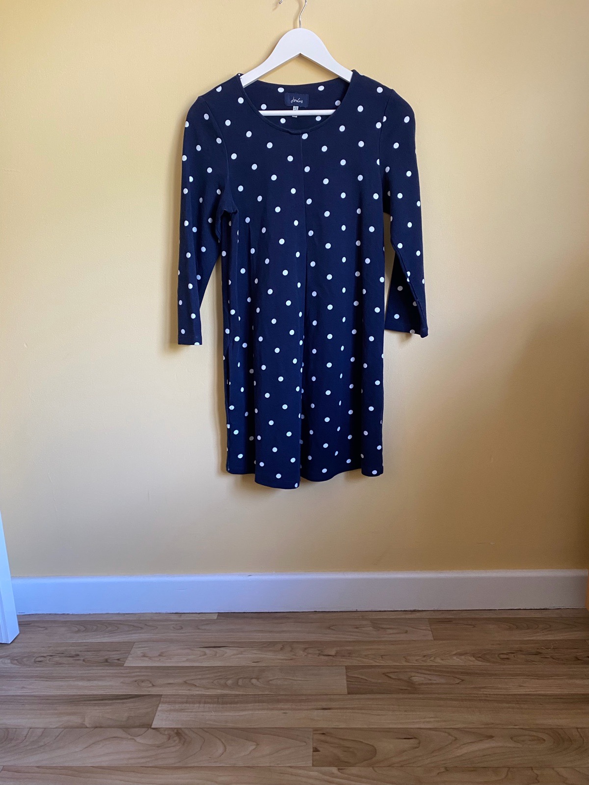 Joules Navy & White Polka Dot Jersey Tunic Dress - Size 8