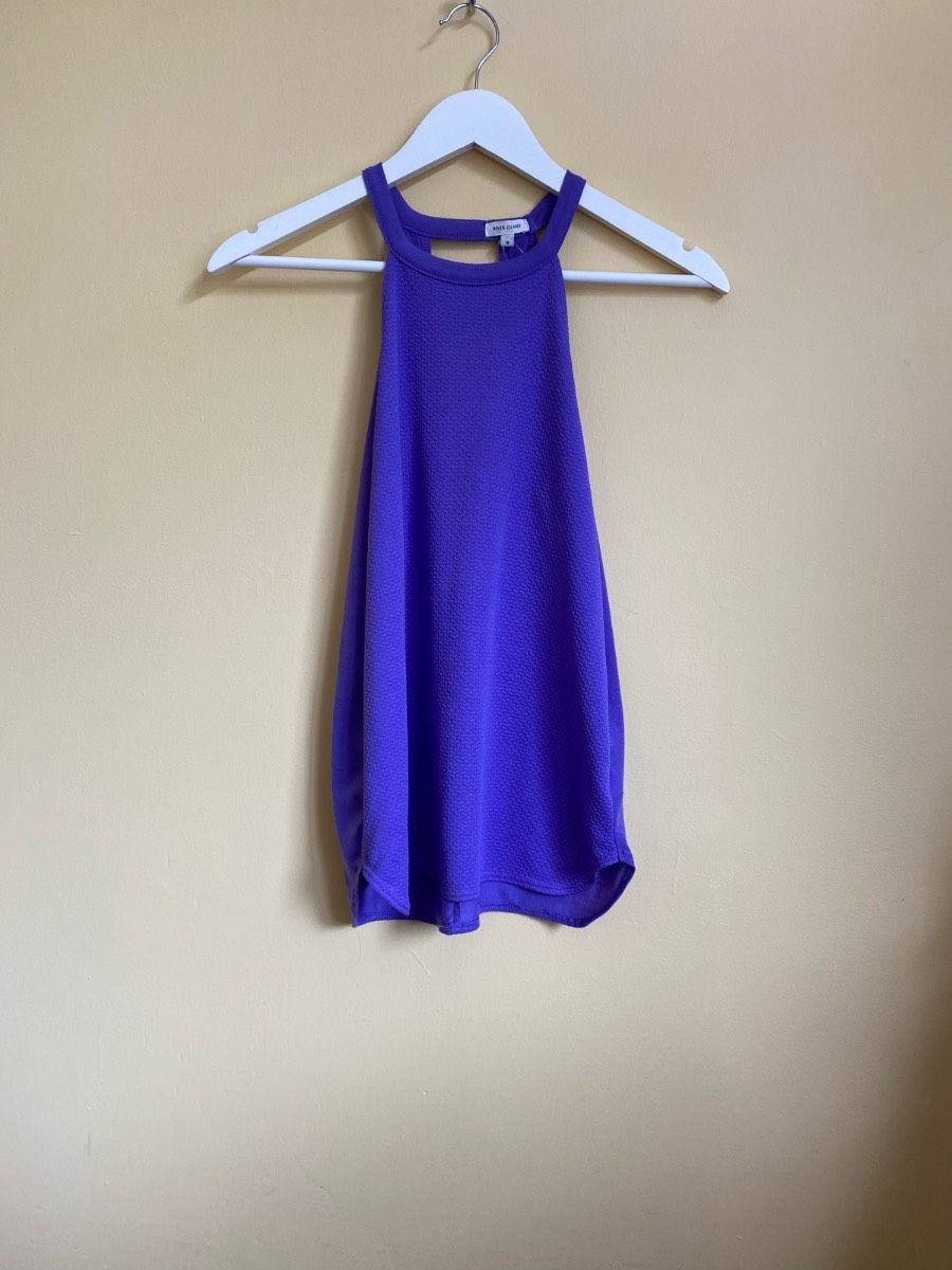 River Island Vibrant Purple Halter Neck Top - Size 8