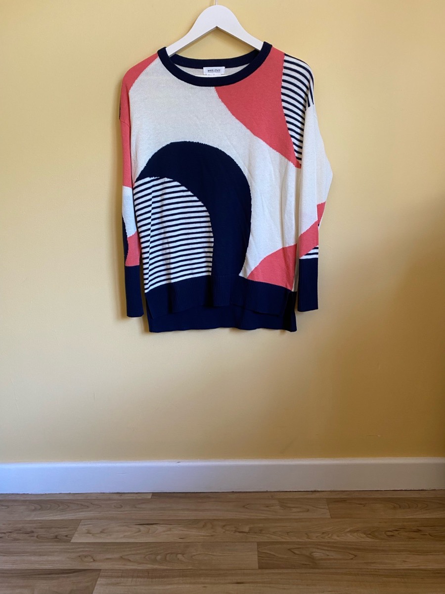 White Stuff Abstract Geometric Jumper - Size 10