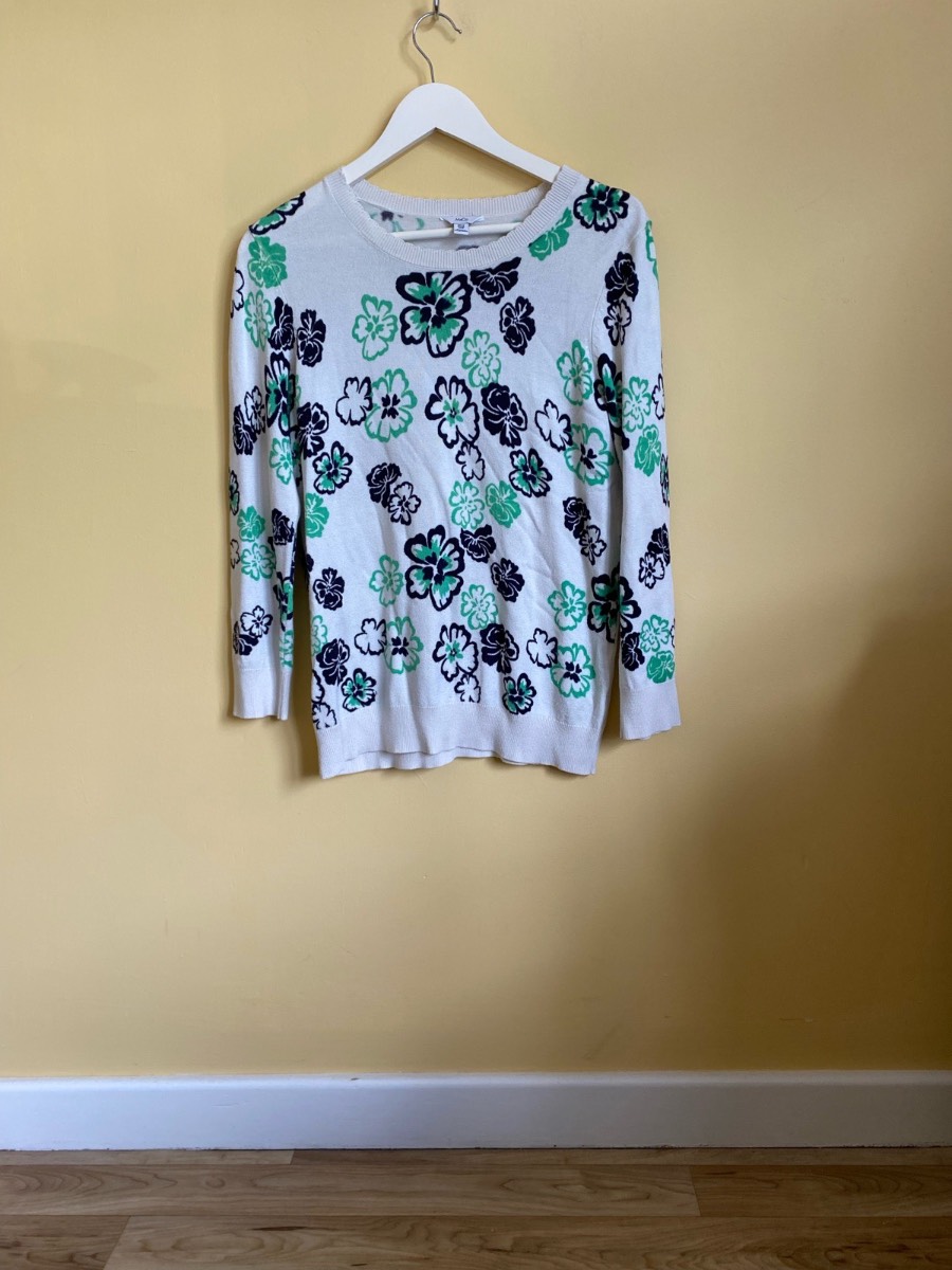 M&Co Floral Crew Neck Jumper - Size 12