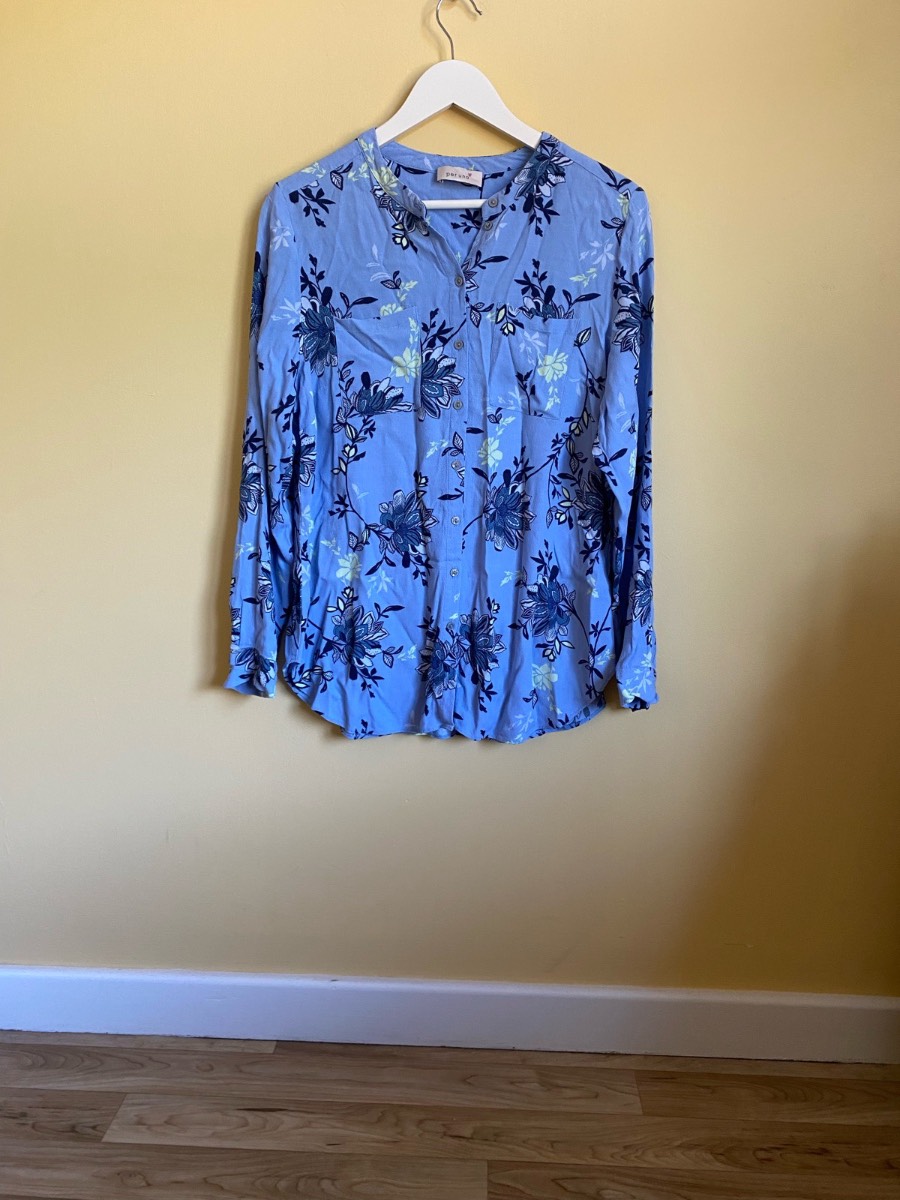 Per Una Floral Print Long Sleeve Viscose Blouse (Size 16)