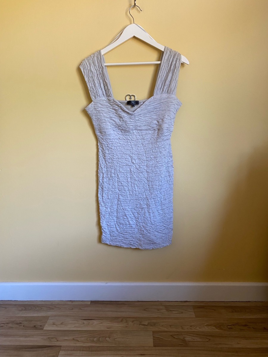 River Island Textured Ruched Bodycon Dress (Size 16)