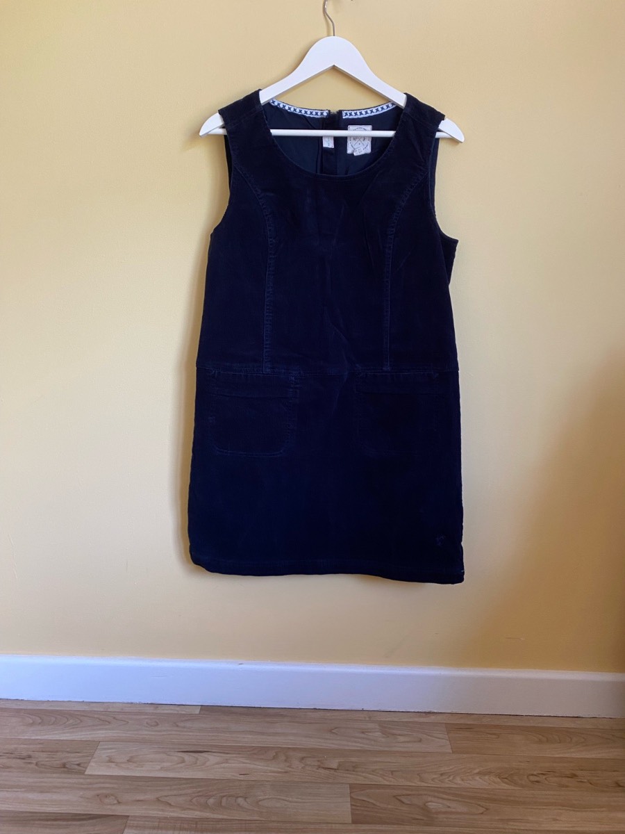 White Stuff Navy Corduroy Pinafore Dress (Size UK 12)