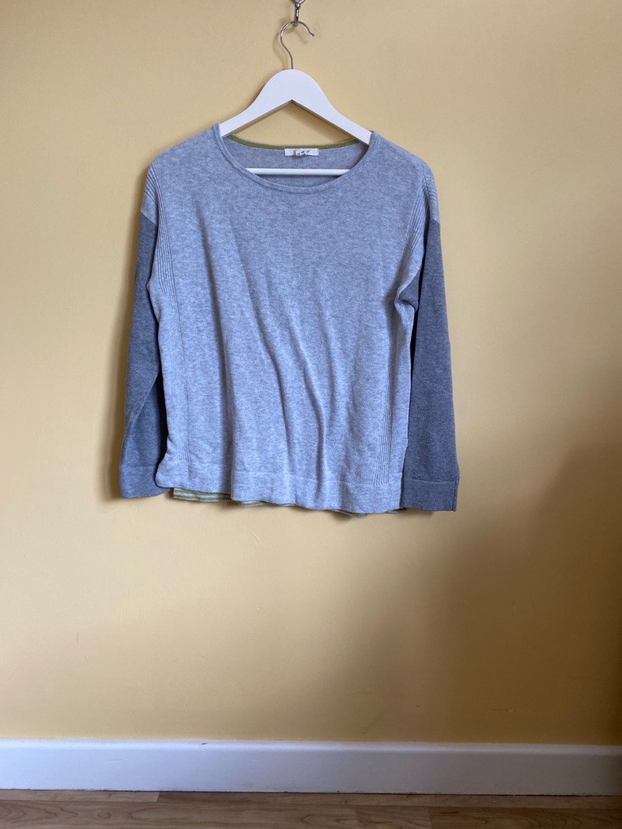 White Stuff Grey Colour-Block Jumper - Size 8
