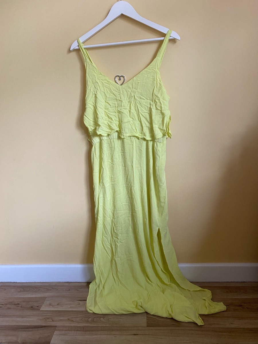 Zara Basic Collection Pastel Yellow Ruffle Maxi Dress (Size M)