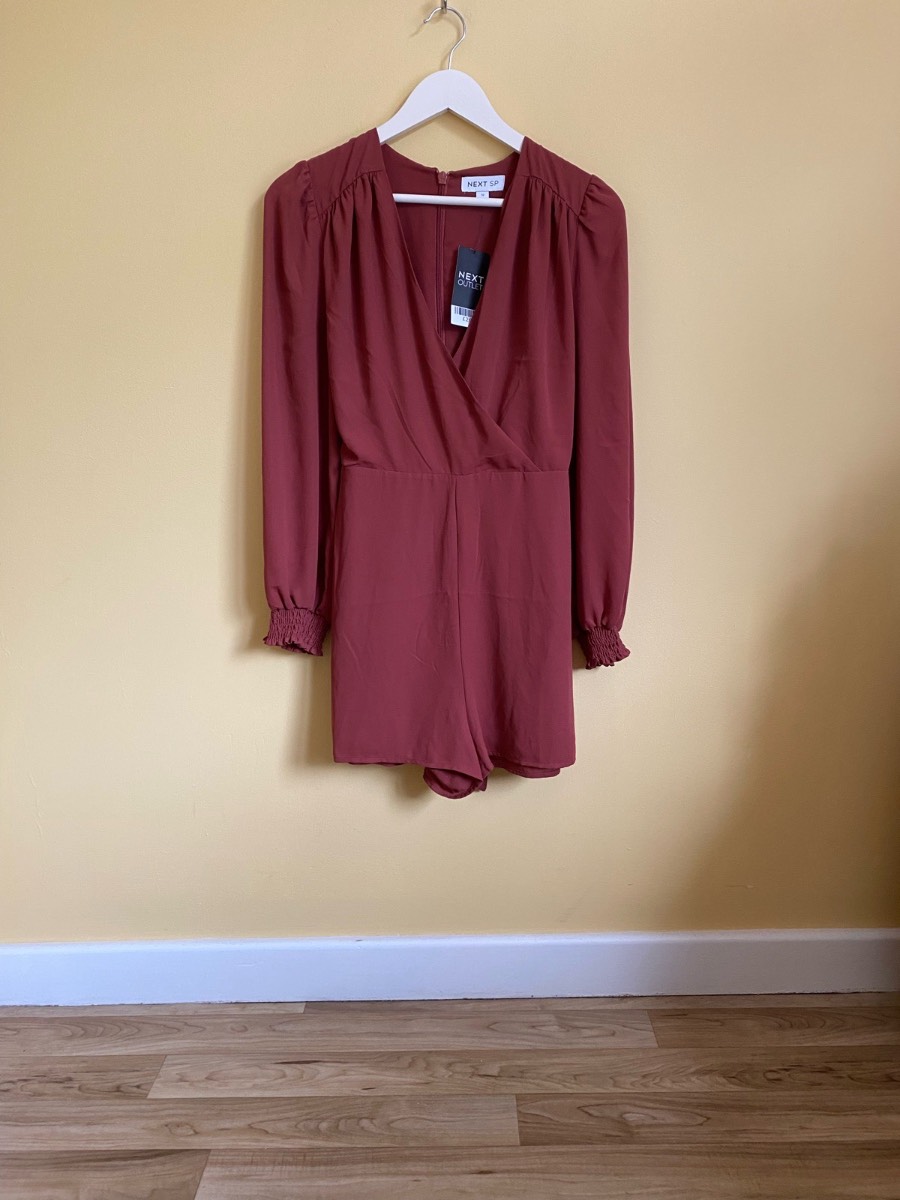 BNWT Next Rust Red Wrap Front Playsuit (Size UK 12)