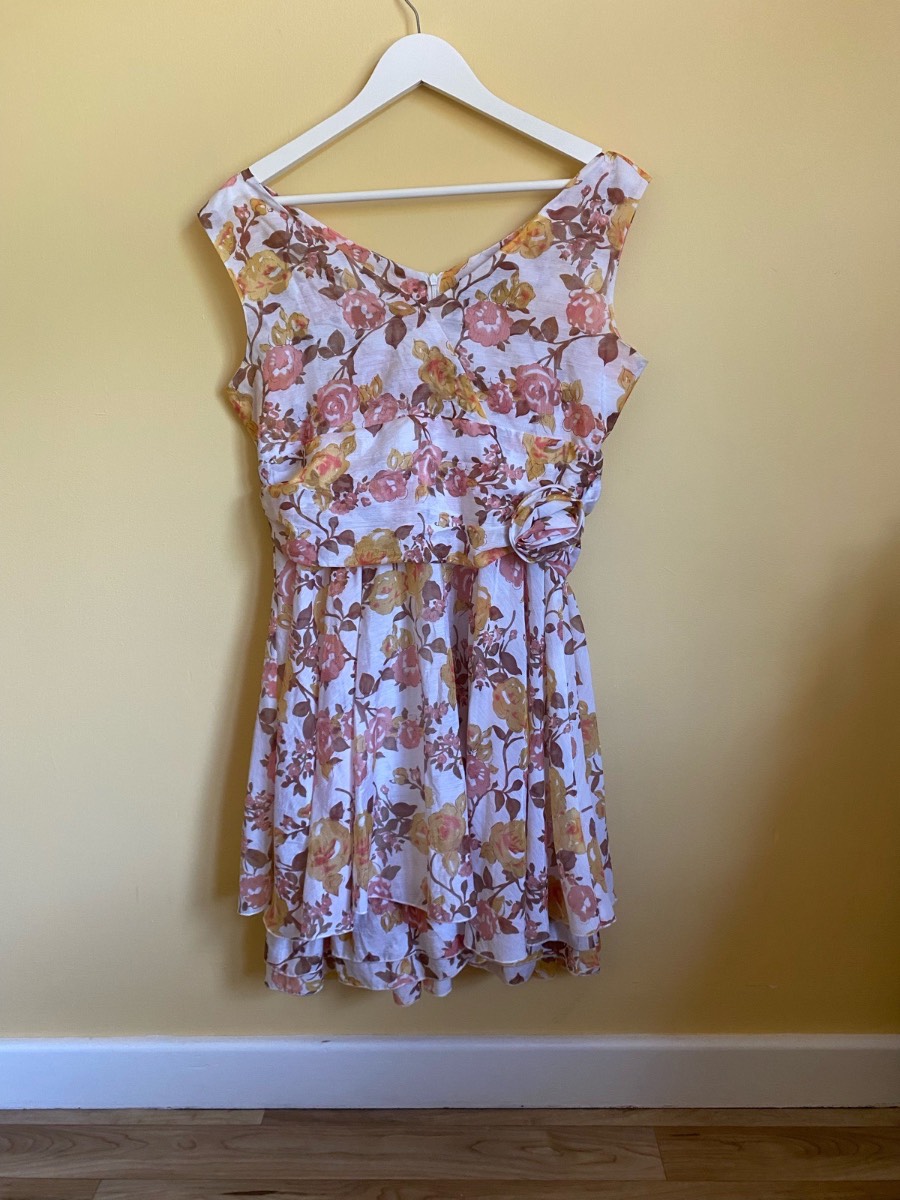 Pussycat London Vintage Floral Cotton Blend Dress (Size 14)