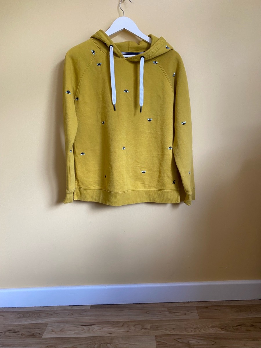 Joules Bee Embroidered Mustard Yellow Hoodie (Size UK 10)