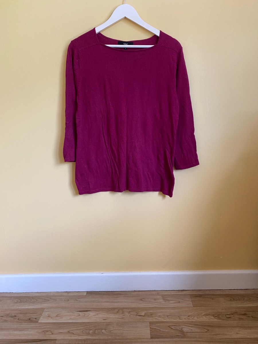 Next Magenta Berry Fine-Knit Jumper (Size UK 14)