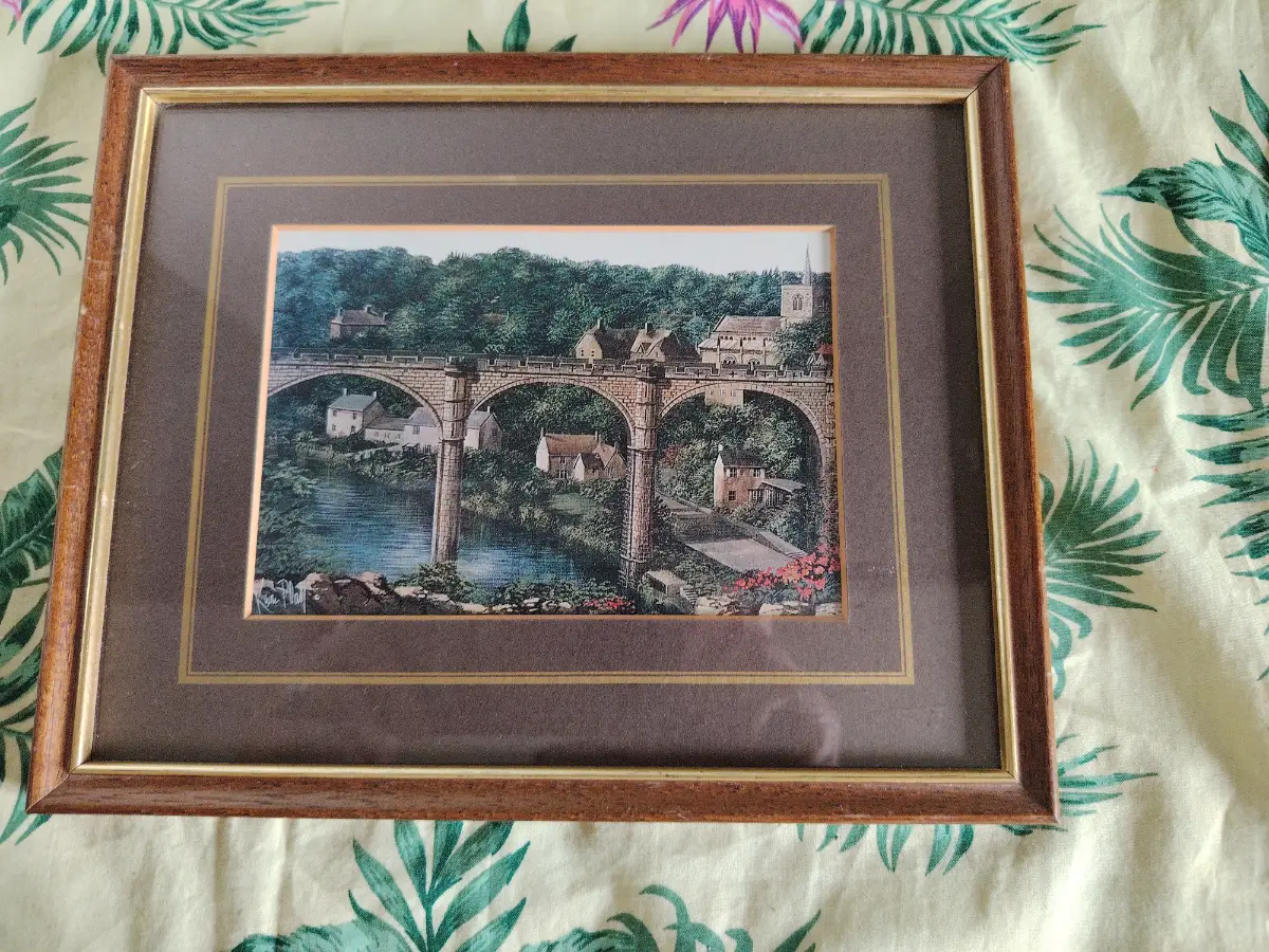 Kevin platt Knaresborough viaduct vintage framed picture