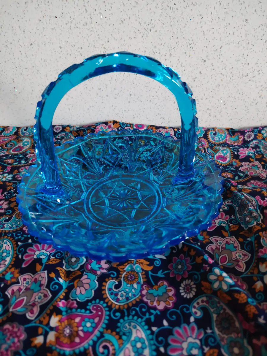 bon bon dish turquoise glass 70s vintage