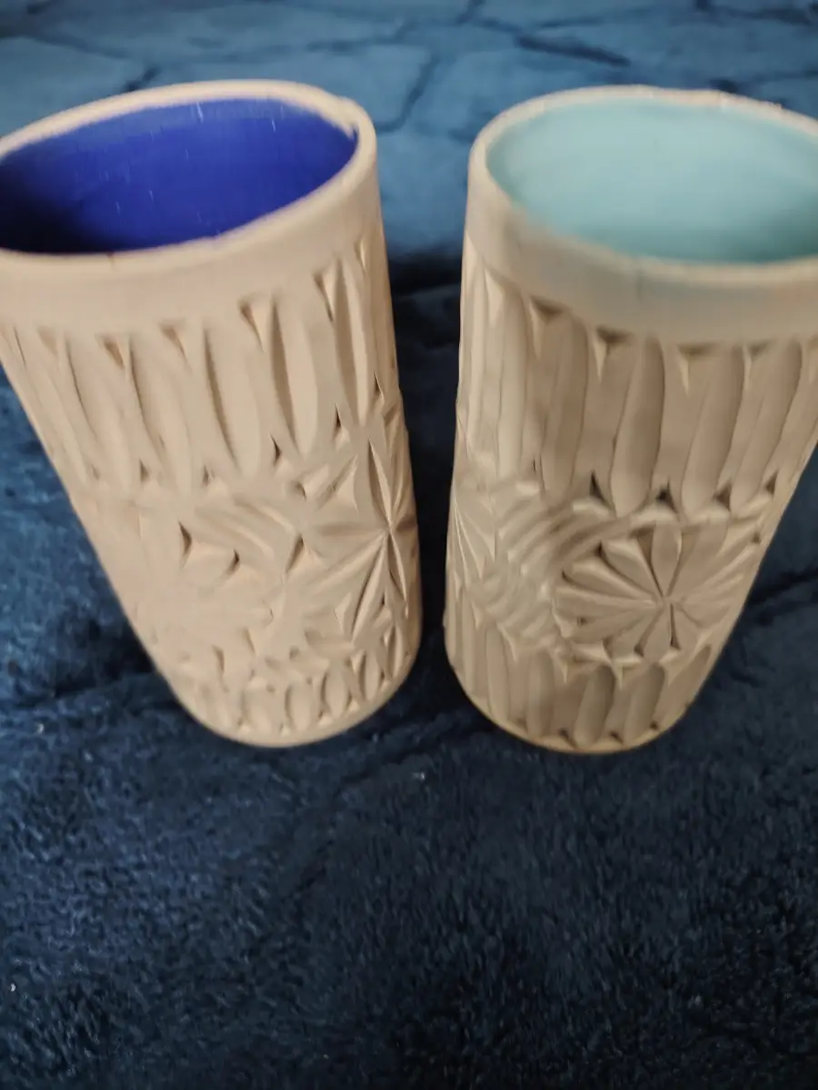 Vintage Tunisian made non glazed ceramic vase x 2