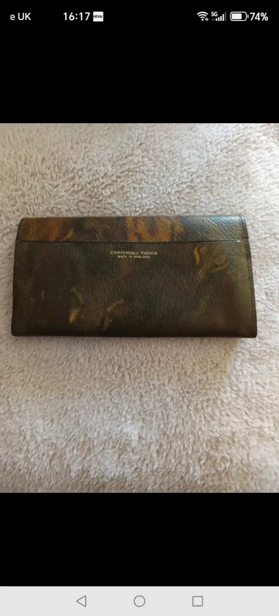 Chippendale pig skin brown leather purse