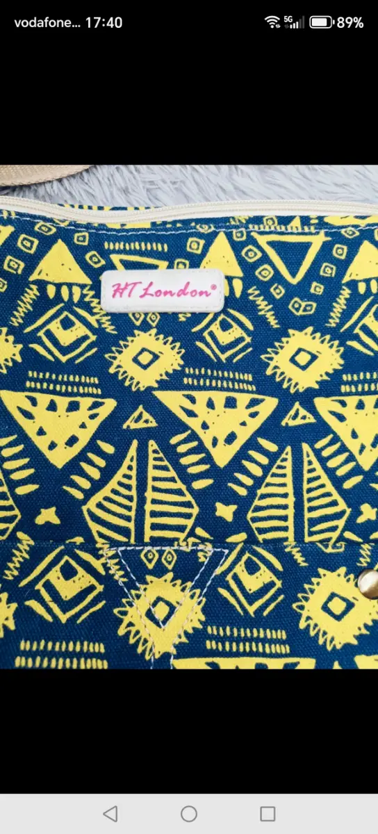 HT London bag yellow and navy canvas