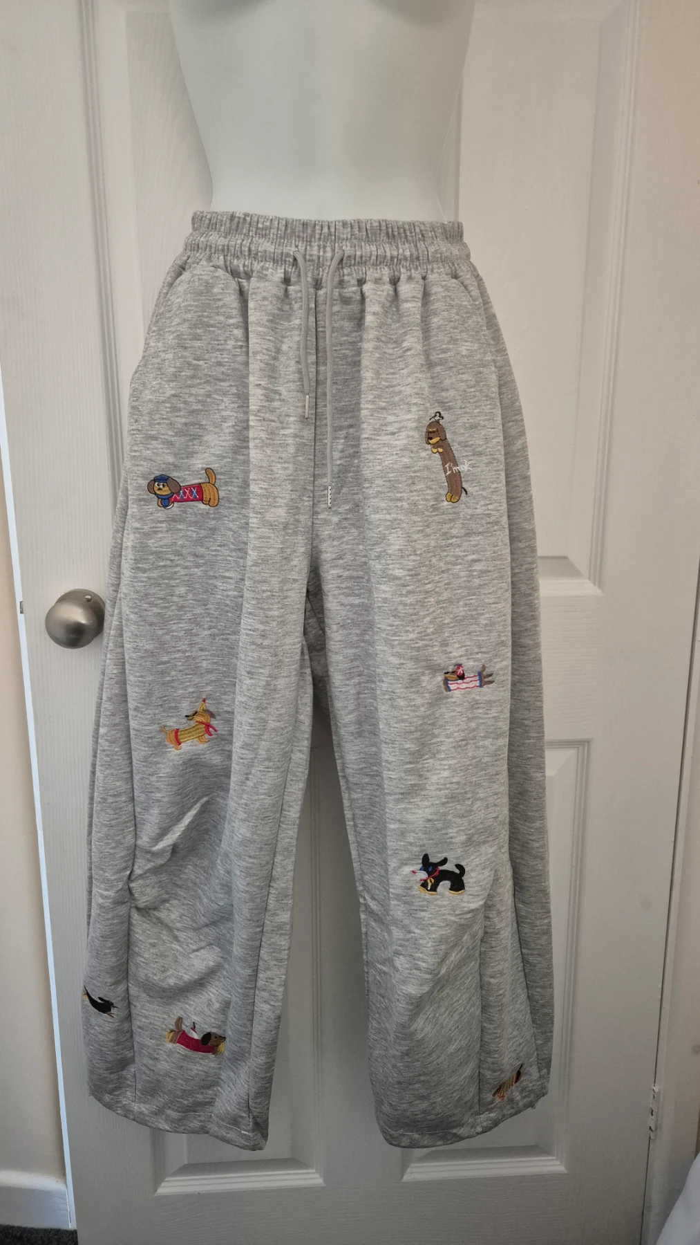Unisex Grey Dog Jogger Bottoms/sweatpants, Size S