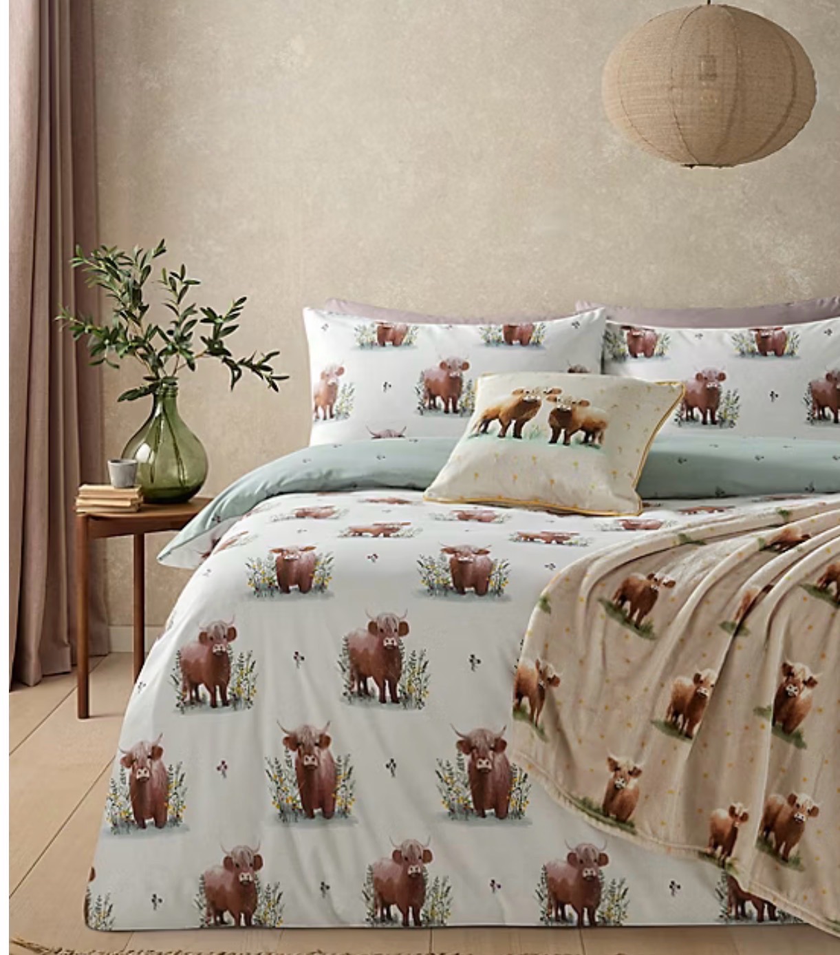 Highland Cow Meadow Reversible Duvet Set Double
