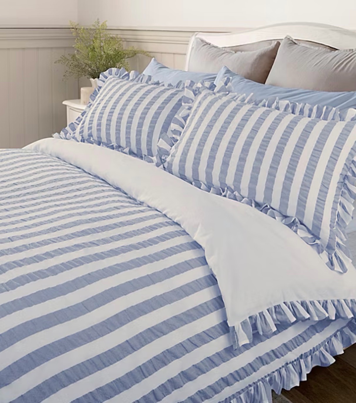 Blue Stacey Solomon Seersucker Stripe Cotton Duvet Set