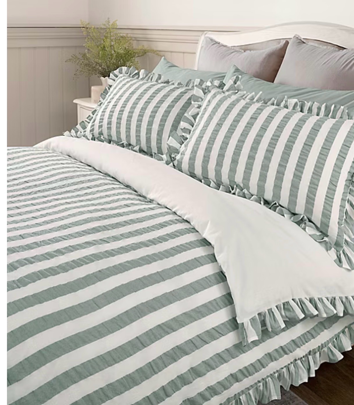 Stacey Solomon Seersucker Stripe Cotton Duvet Set Super King