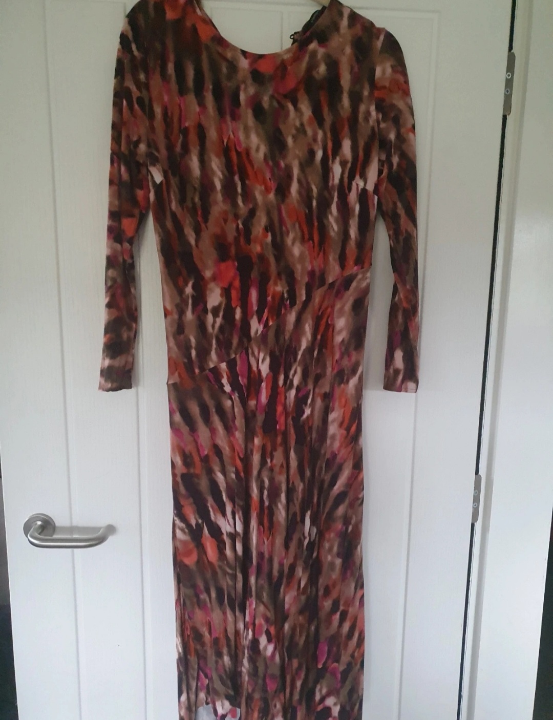 George Abstract Print Long Sleeve Midi Dress – Size 16