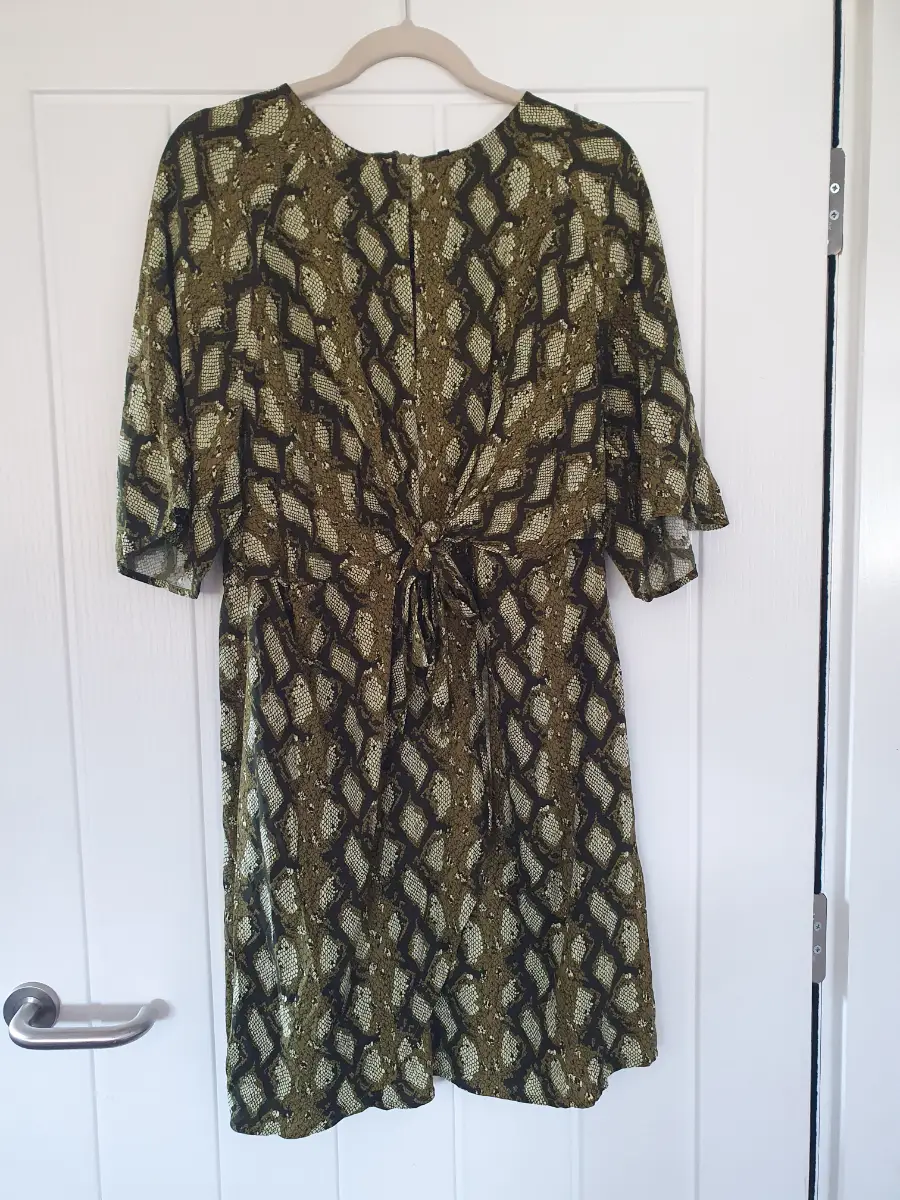 NEXT Snake Print Tie Front Flared Sleeve Mini Dress – Size 14