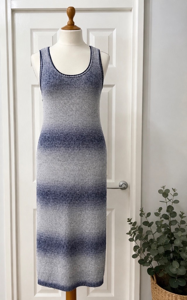 BNWT Massimo Dutti Marled Knit Midi Dress Navy White UK 8 EU 36