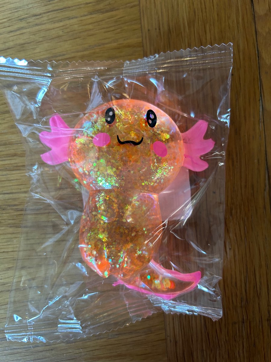Brand new- orange squishy stretchy sugar Axolotl fidget toy