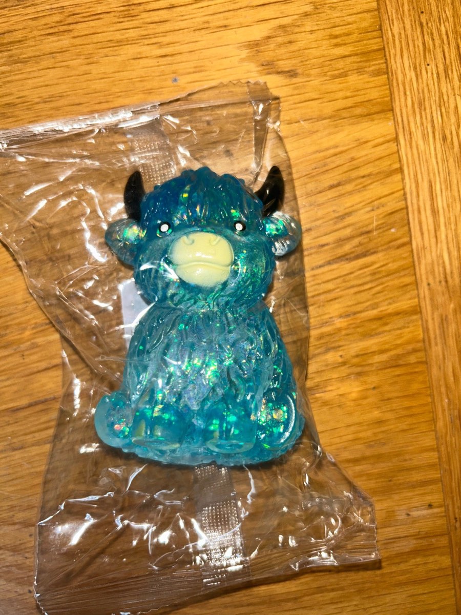Brand new- blue squishy cute highland cow fidget toy