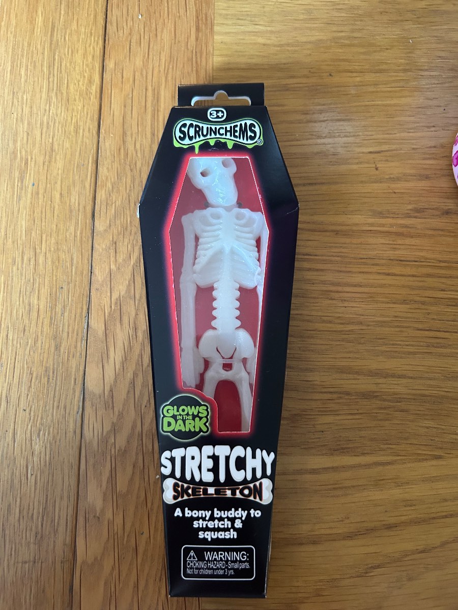Scrunchems white Glow In The Dark Stretchy Skelton In Coffin Shape Box