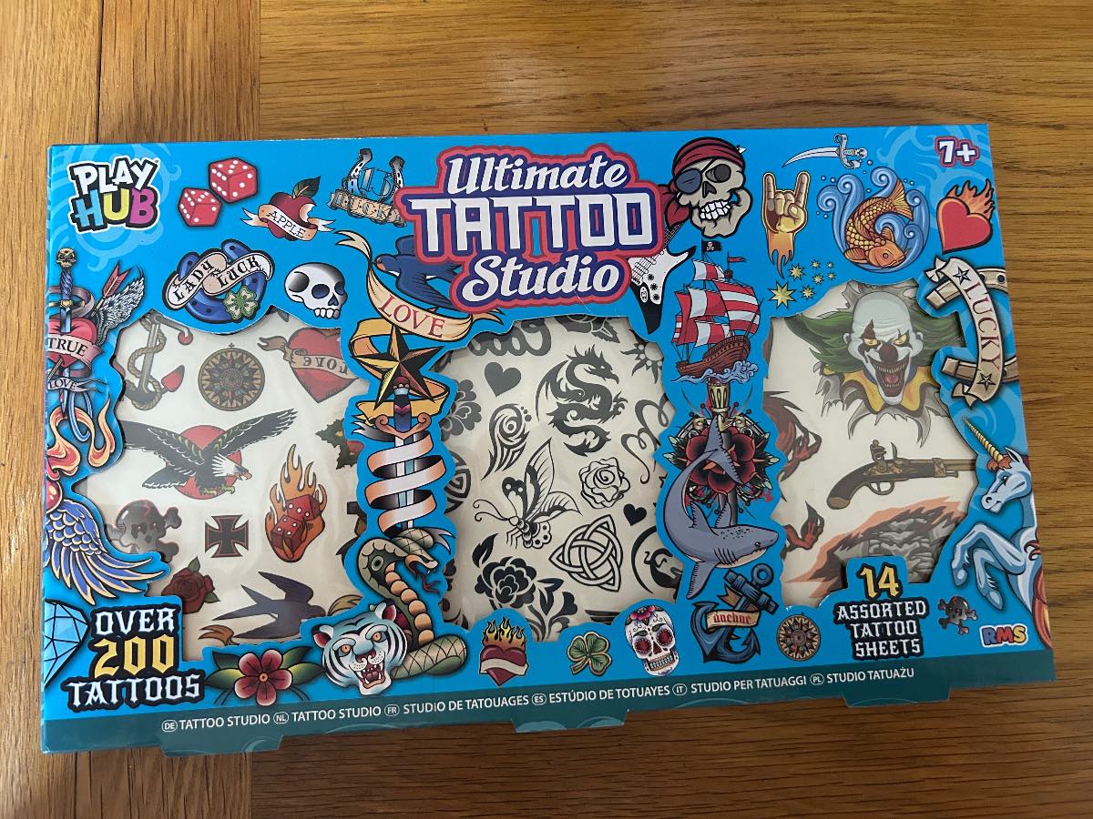 Blue- the ultimate tattoo studio with over 200 tattoos novelty kids stick on tattoos