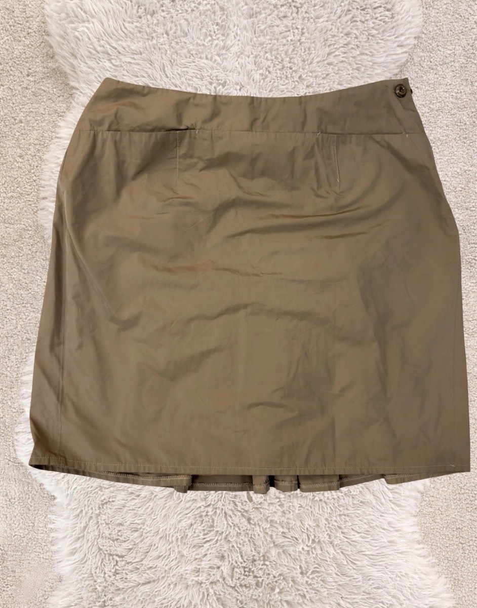 Guess by Marciano Y2K Khaki Pleated Mini Skirt UK 12 Made In Italy