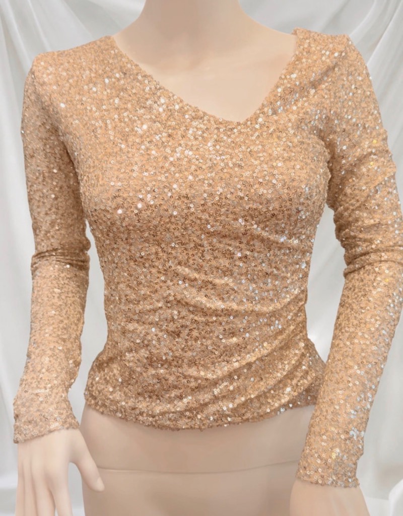 Lulus Gold Sequin Long Sleeve Party Top Size S BNWT