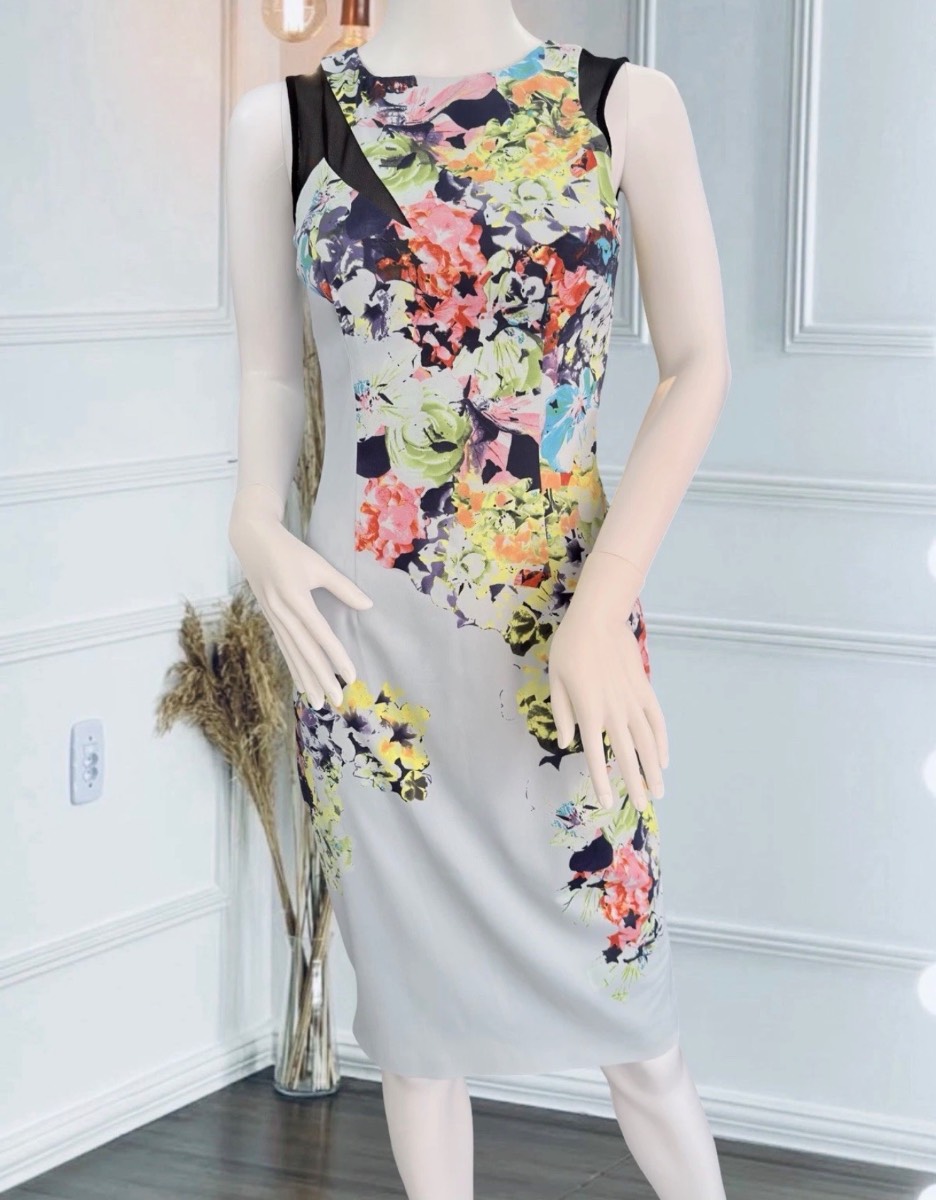 Karen Millen Floral Bodycon Knee Length Dress UK 10