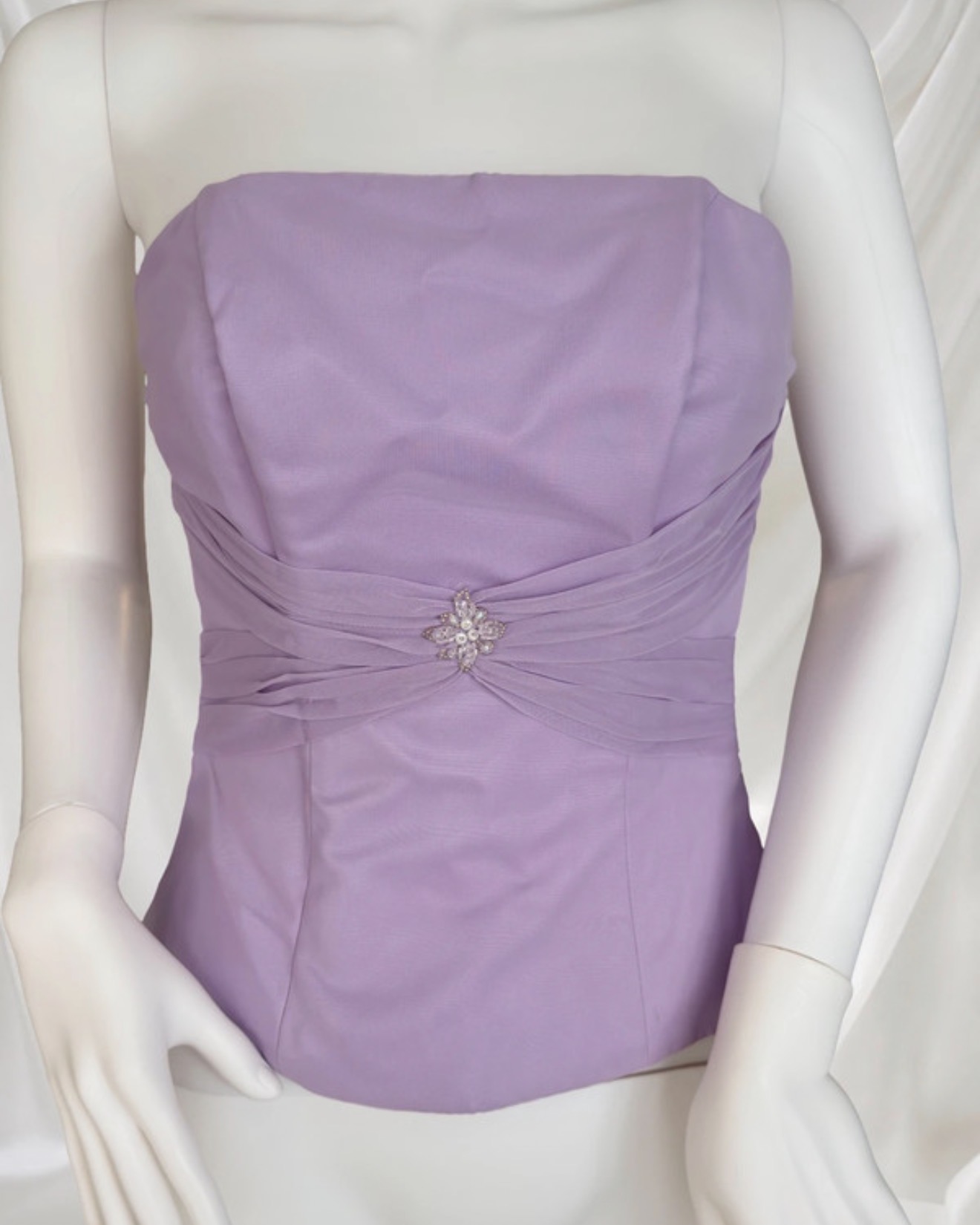 Mori Lee Lilac Strapless Corset Top Ruched Boned Crystal Detail Formal UK 10