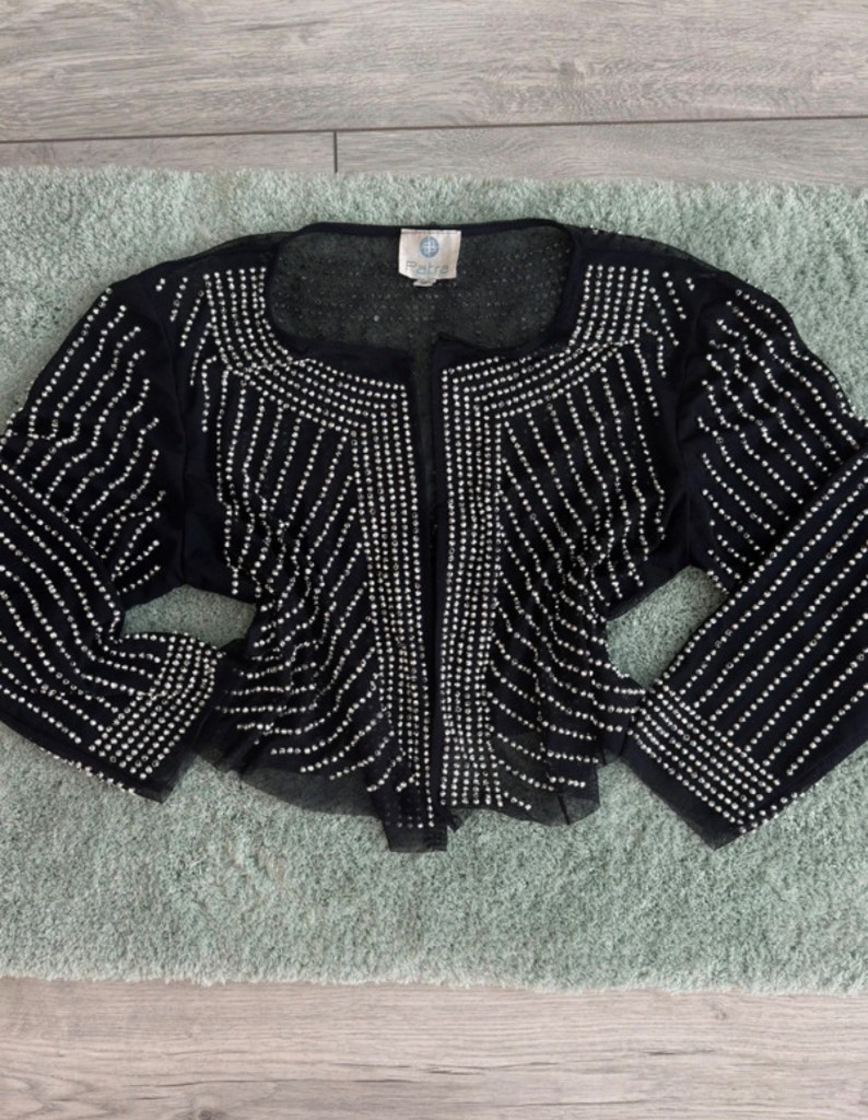 Patra Black Beaded Mesh Bolero Shrug Jacket UK 10 Evening Wear RRP £150