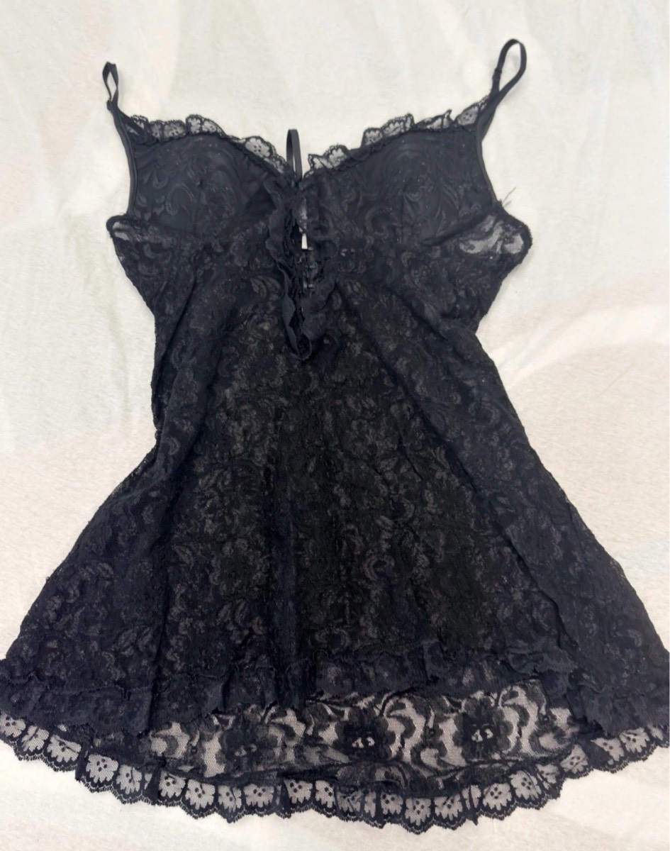 Seductive Wear by Cinema Etoile Y2K Black Lace Babydoll Chemise Size M RRP £60