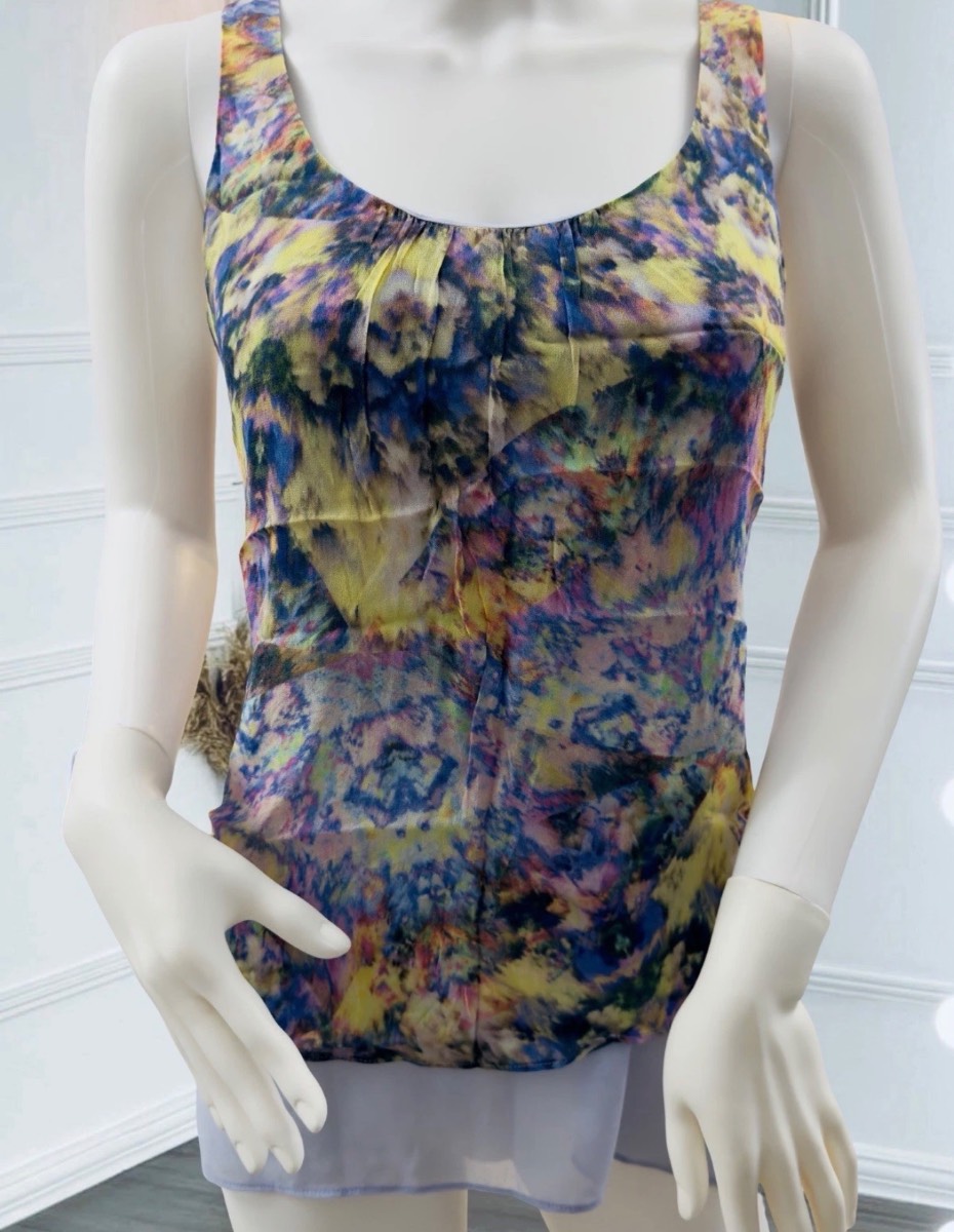 Mint Velvet Multicolour Floral Print Layered Sleeveless Top UK 8