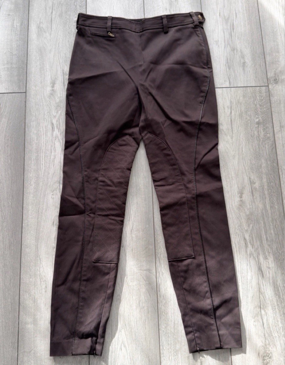 Dolce & Gabbana D&G Brown Slim Fit Trousers UK12 Riding Style Zip Hem RRP £300